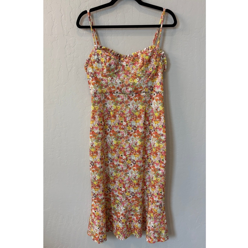 Hutch Multicolor Floral Midi Dress with Spaghetti Straps